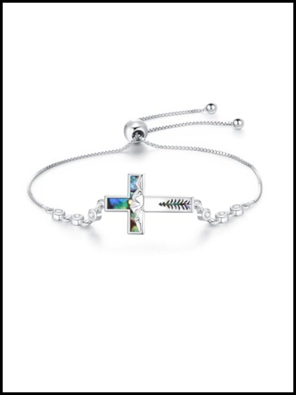 925 Sterling Silver Faith Cross Bracelet for Women Adjustable Religious Jewelry